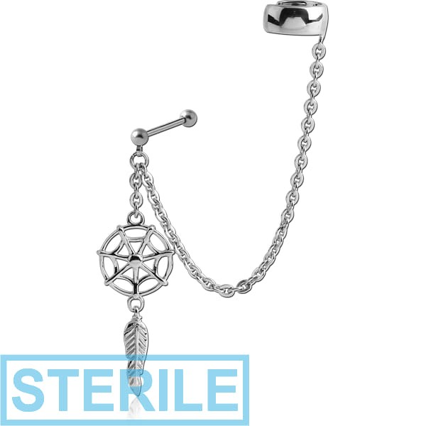 STERILE SURGICAL STEEL EAR CUFF CHAIN WITH DREAM CHATCHER