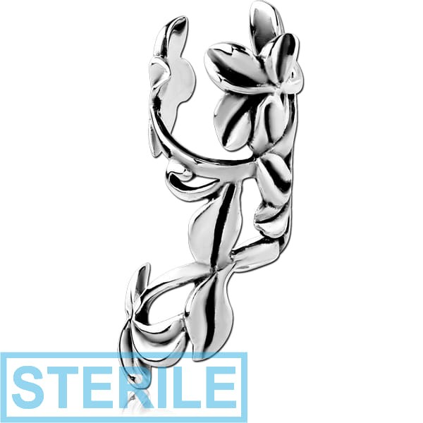 STERILE SURGICAL STEEL EAR CUFF - LEAFS