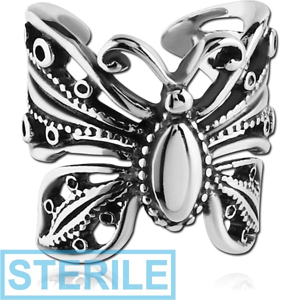STERILE SURGICAL STEEL EAR CUFF - FANCY BUTTERFLY
