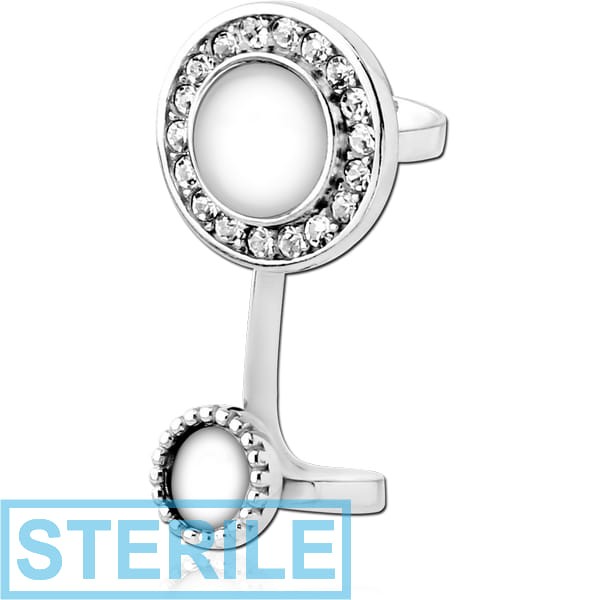 STERILE SURGICAL STEEL JEWELLED EAR CUFF - BIG AND SMALL CIRCLE