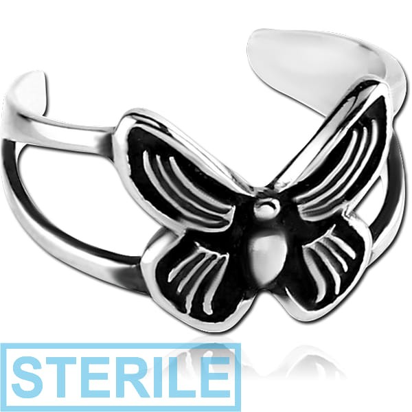 STERILE SURGICAL STEEL EAR CUFF - BUTTERFLY