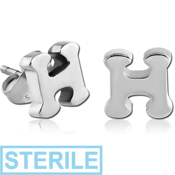 STERILE SURGICAL STEEL EAR STUDS PAIR - H