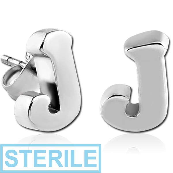 STERILE SURGICAL STEEL EAR STUDS PAIR - J