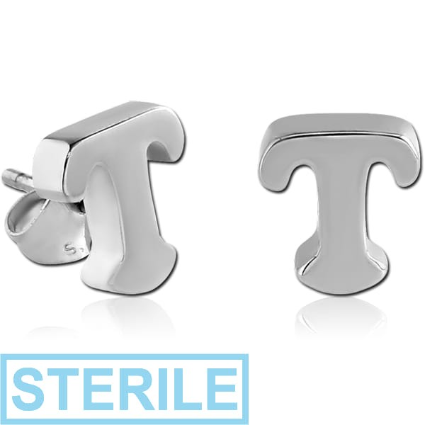 STERILE SURGICAL STEEL EAR STUDS PAIR - T