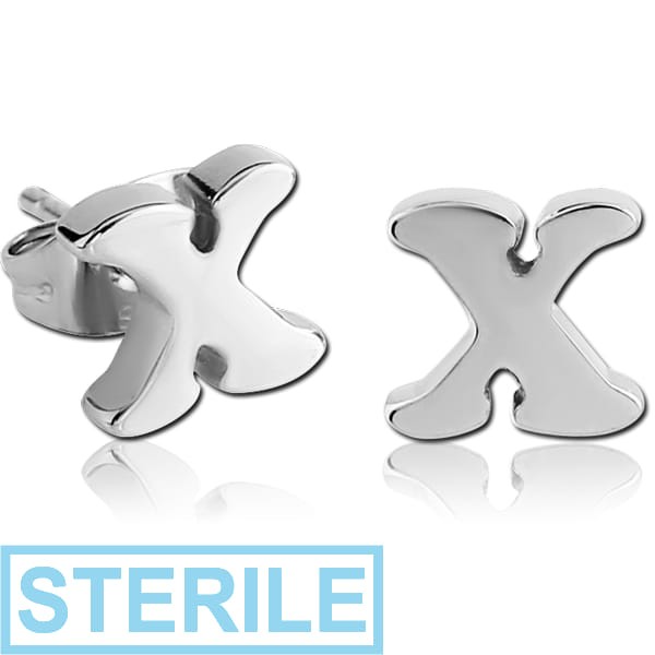 STERILE SURGICAL STEEL EAR STUDS PAIR - X