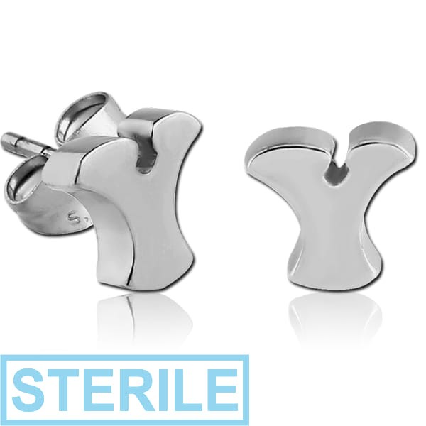 STERILE SURGICAL STEEL EAR STUDS PAIR - Y