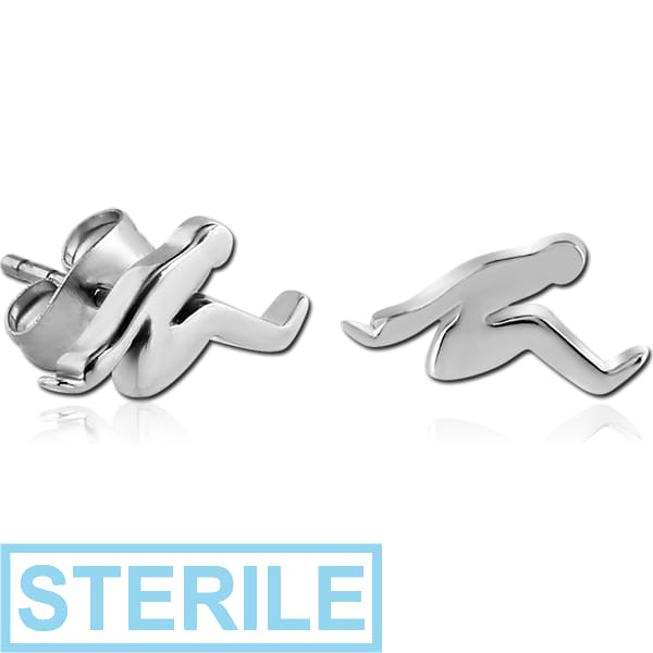 STERILE SURGICAL STEEL EAR STUDS PAIR - PERSON SIT DOWN
