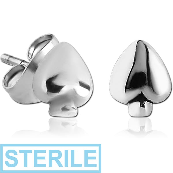 STERILE SURGICAL STEEL EAR STUDS PAIR - SPADE