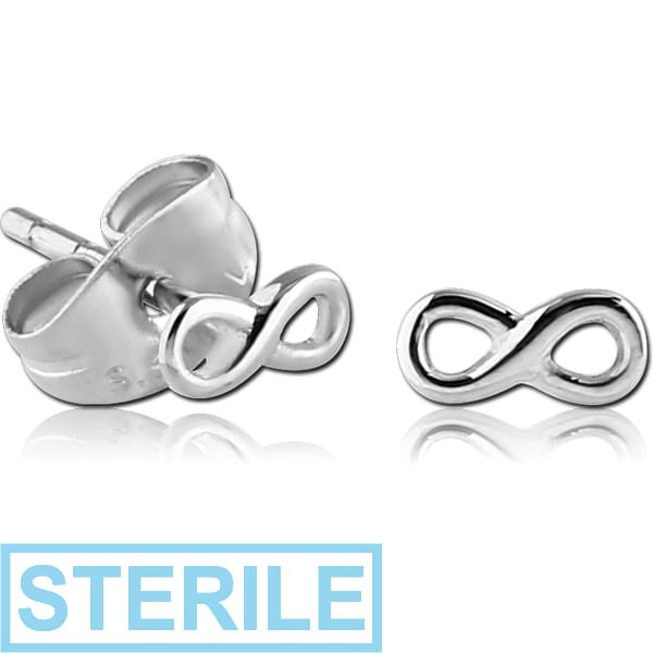 STERILE SURGICAL STEEL EAR STUDS PAIR - INFINITY