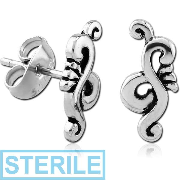 STERILE SURGICAL STEEL EAR STUDS PAIR - FILIGREE