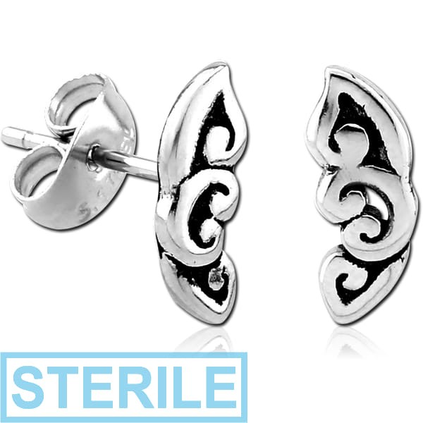 STERILE SURGICAL STEEL EAR STUDS PAIR - FILIGREE