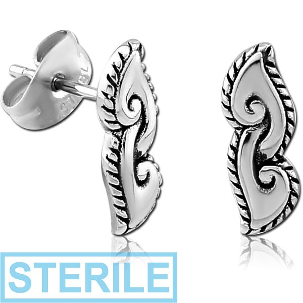 STERILE SURGICAL STEEL EAR STUDS PAIR - FILIGREE