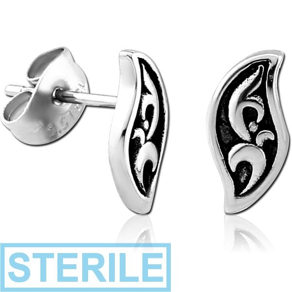 STERILE SURGICAL STEEL EAR STUDS PAIR - FILIGREE