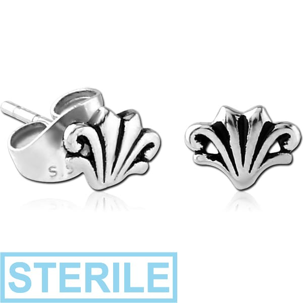 STERILE SURGICAL STEEL EAR STUDS PAIR - SEASHELL