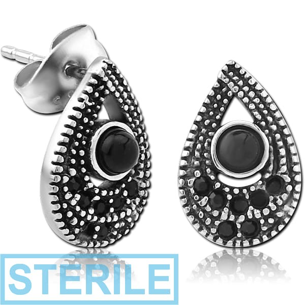 STERILE SURGICAL STEEL JEWELLED EAR STUDS