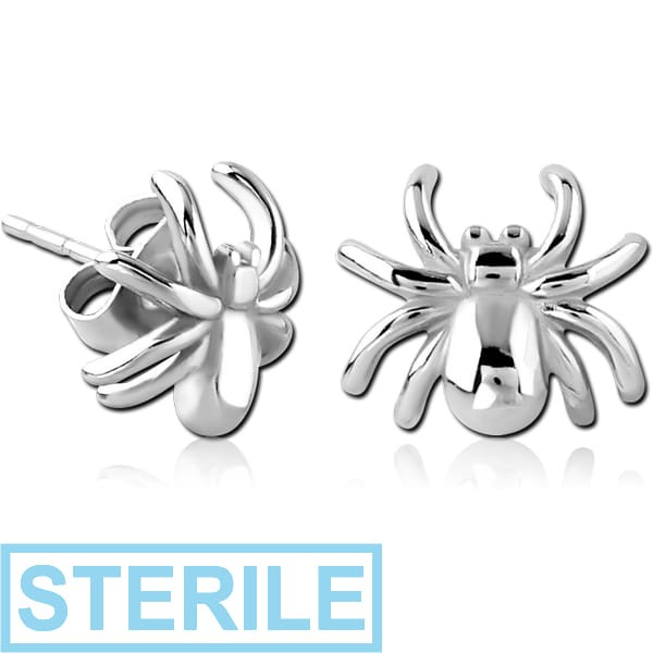 STERILE SURGICAL STEEL EAR STUDS PAIR - SPIDER