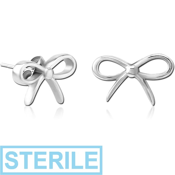 STERILE SURGICAL STEEL EAR STUDS PAIR - BOW