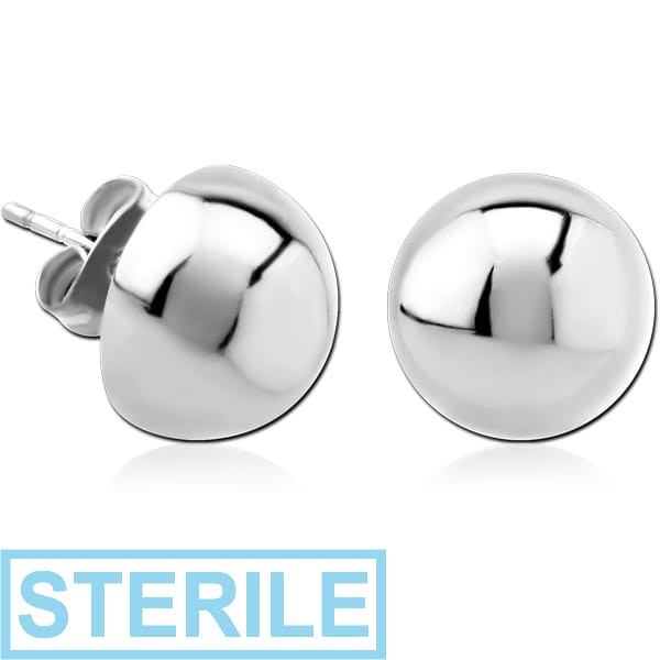 STERILE SURGICAL STEEL EAR STUDS PAIR - SEMICIRCLE