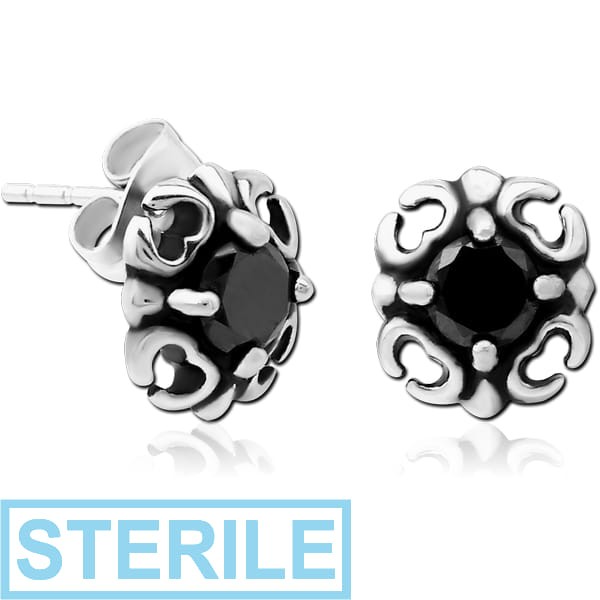 STERILE SURGICAL STEEL JEWELLED EAR STUDS