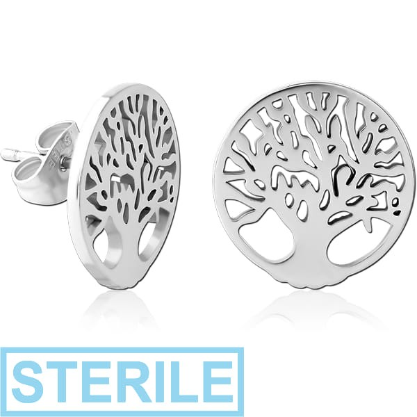 STERILE SURGICAL STEEL EAR STUDS - TREE