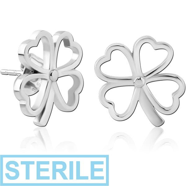 STERILE SURGICAL STEEL EAR STUDS - SHAMROCK
