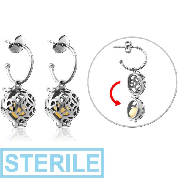 STERILE SURGICAL STEEL EAR STUDS PAIR - BALL LOCKET
