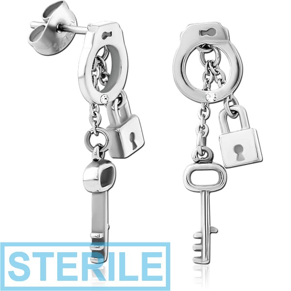 STERILE SURGICAL STEEL EAR STUDS PAIR