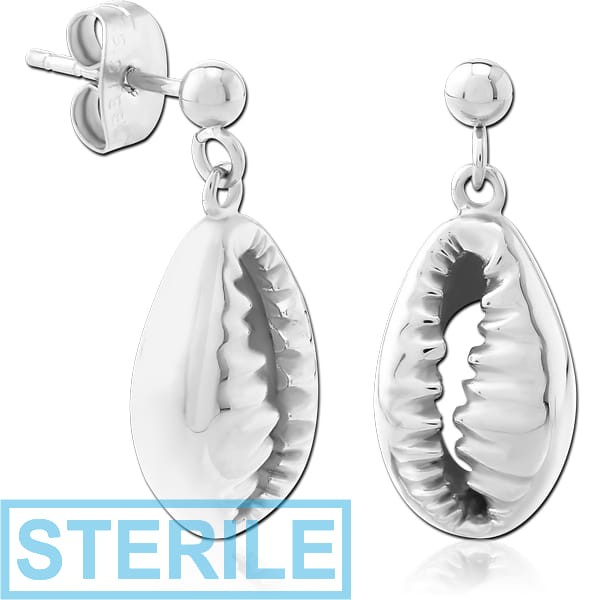 STERILE SURGICAL STEEL EAR STUDS PAIR - SHELL
