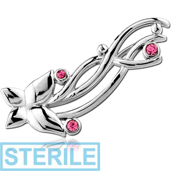 STERILE SURGICAL STEEL JEWELLED EAR VINE - LEFT