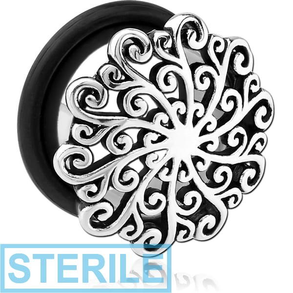 STERILE SURGICAL STEEL FLARED TUNNEL - FLOWER FILIGREE