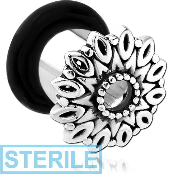 STERILE SURGICAL STEEL FLARED TUNNEL - FLOWER FILIGREE