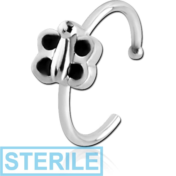 STERILE SURGICAL STEEL OPEN NOSE RING - BUTTERFLY