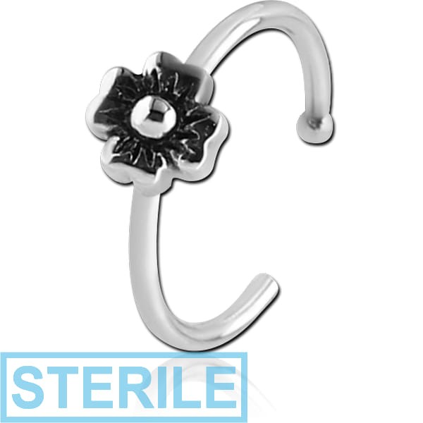 STERILE SURGICAL STEEL OPEN NOSE RING - FLOWER