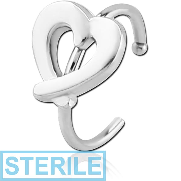 STERILE SURGICAL STEEL OPEN NOSE RING - HEART
