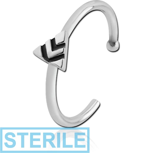 STERILE SURGICAL STEEL OPEN NOSE RING - TRIANGLE