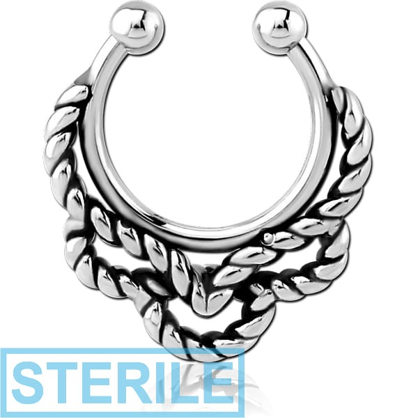 STERILE SURGICAL STEEL FAKE SEPTUM RING - ROPE