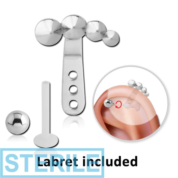 STERILE SURGICAL STEEL HELIX WRAP AND BIOFLEX INTERNAL LABRET WITH SURGICAL STEEL BALL