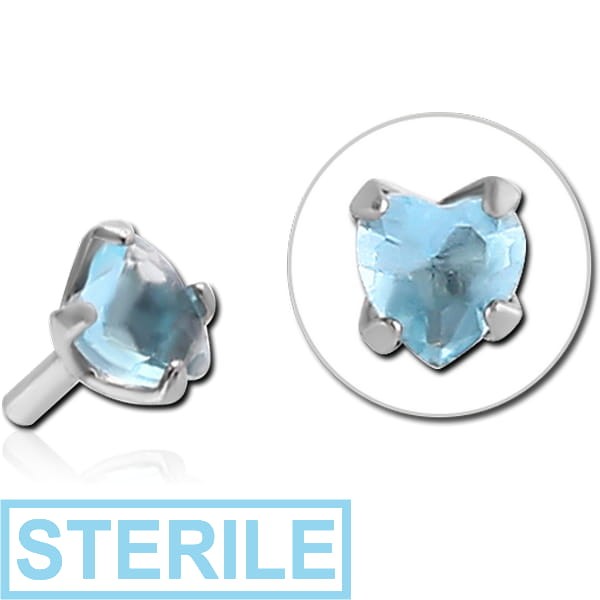 STERILE SURGICAL STEEL JEWELLED PUSH FIT ATTACHMENT FOR BIOFLEX INTERNAL LABRET - HEART