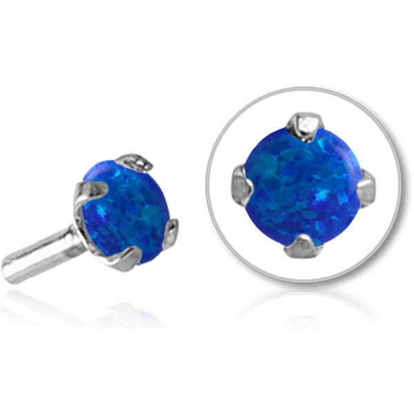 SURGICAL STEEL SYNTHETIC OPAL JEWELLED PUSH FIT ATTACHMENT FOR BIOFLEX INTERNAL LABRET - ROUND