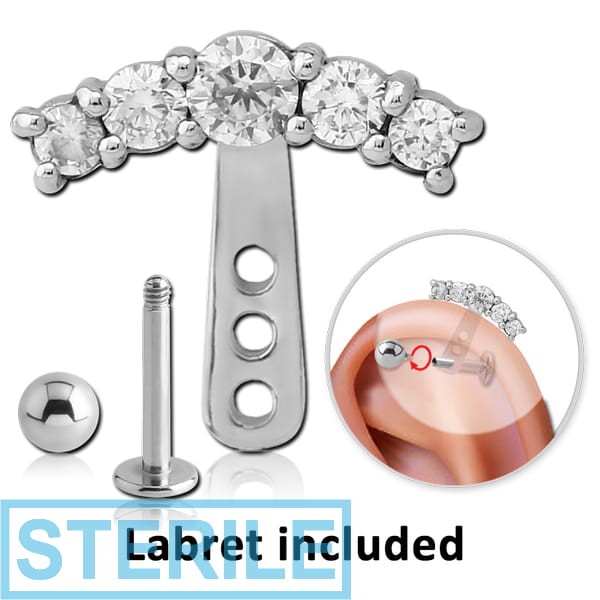 STERILE SURGICAL STEEL JEWELLED HELIX WRAP AND JEWELLED MICRO LABRET