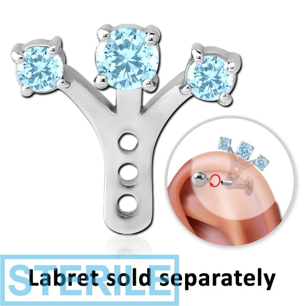 STERILE SURGICAL STEEL JEWELLED HELIX WRAP - THREE FLOWERS