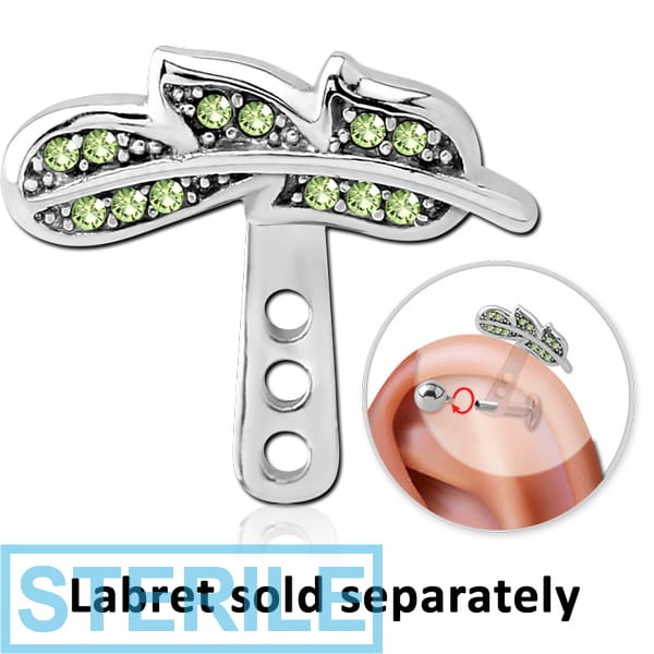 STERILE SURGICAL STEEL JEWELLED HELIX WRAP - LEAF