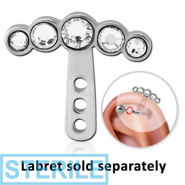 STERILE SURGICAL STEEL JEWELLED HELIX WRAP - FIVE STONE