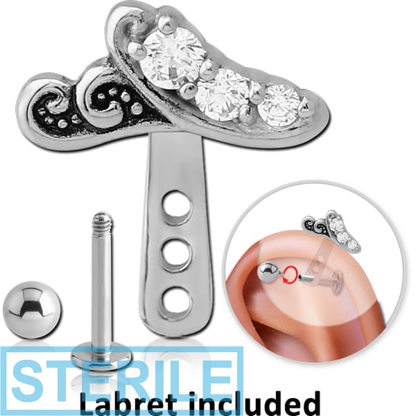 STERILE SURGICAL STEEL JEWELLED HELIX WRAP AND JEWELLED MICRO LABRET