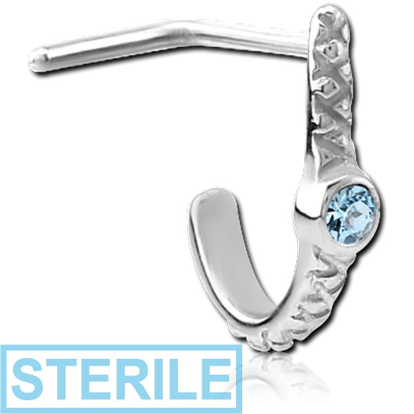 STERILE SURGICAL STEEL 90 DEGREE JEWELLED WRAP AROUND NOSE STUD - EYE