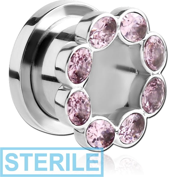 STERILE SURGICAL STEEL JEWELLED THREADED TUNNEL