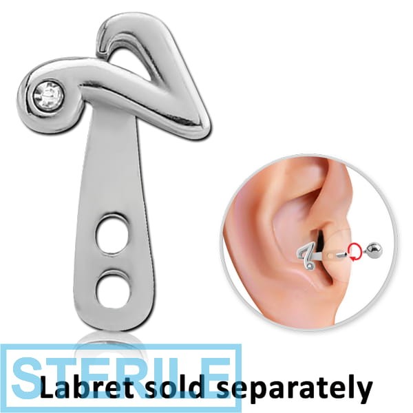 STERILE SURGICAL STEEL JEWELLED TRAGUS WRAP - MUSIC NOTE