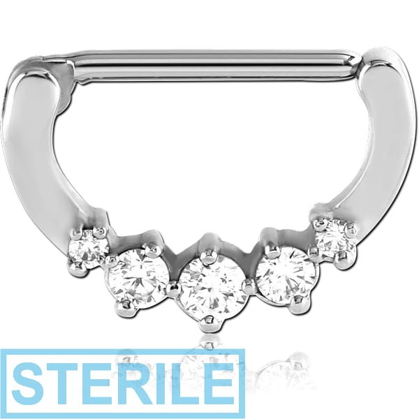 STERILE SURGICAL STEEL PRONG SET JEWELLED NIPPLE CLICKER