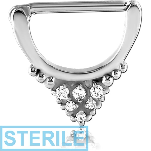 STERILE SURGICAL STEEL PRONG SET JEWELLED NIPPLE CLICKER