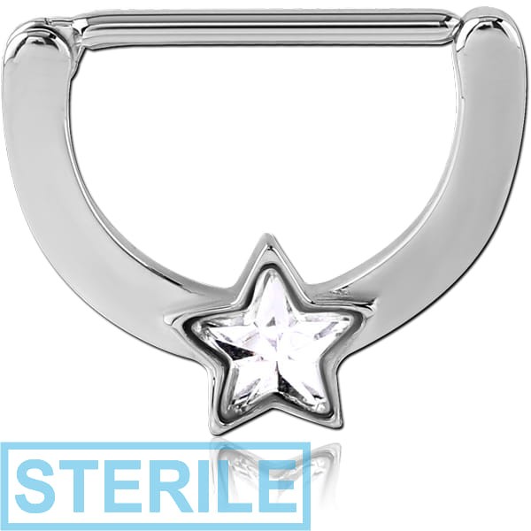 STERILE SURGICAL STEEL JEWELLED NIPPLE CLICKER - STAR